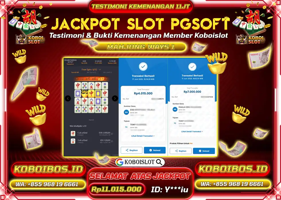 BUKTI KEMENANGAN SLOT GACOR MAHJONG WAYS 1 Rp11.015.000,- LUNAS